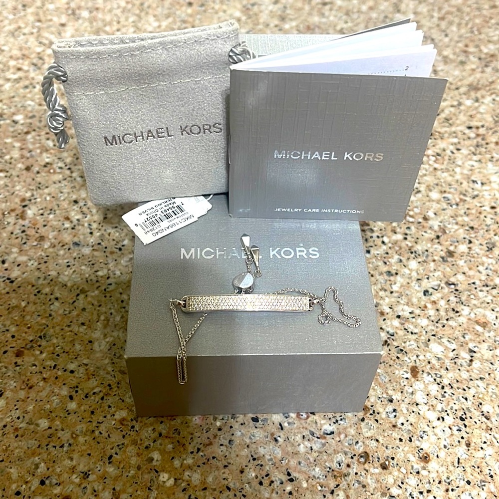 Michael Kors Pave silver slider bracelet